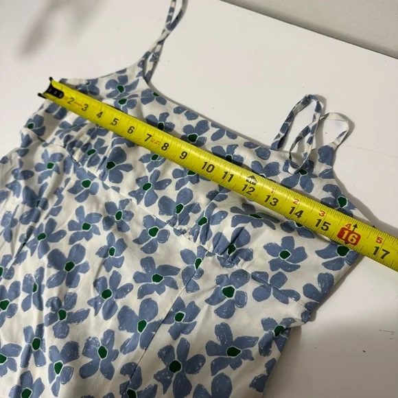Uniqlo feminine cottagecore Blue Floral Midi camisole slip Dress - Picture 6 of 7
